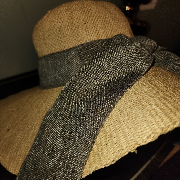 Sun 'n' Sand Woven Wide Brim Sun Hat Wide Ribbon Bow Boho Beach - Picture 4 of 7